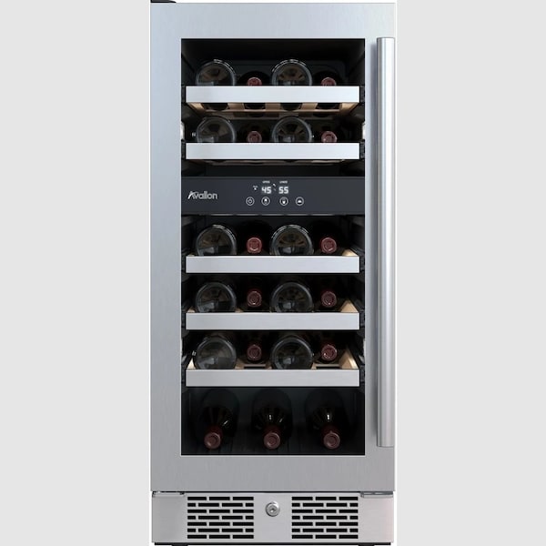 Avallon 15 Inch Wide 23 Bottle Capacity Dual Zone Wine Cooler with Left Swing Door AWC152DZLH - main
